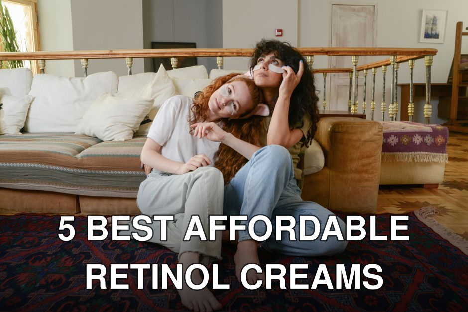 Two women sitting on a cozy carpet, enjoying a skincare routine with under eye patches.