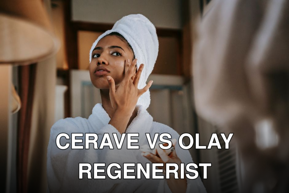 Crop young ethnic female in bathrobe with terry towel on head applying smooth cream on face while looking in mirror at home
