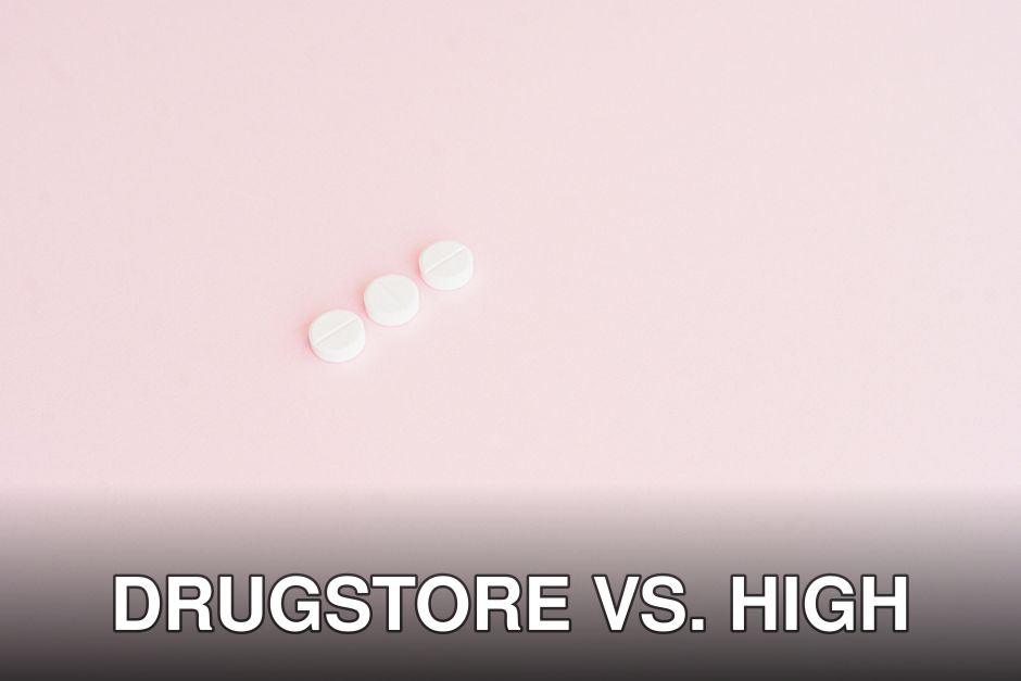 Simple minimalist image showing three white pills on a pastel pink background, ideal for health themes.