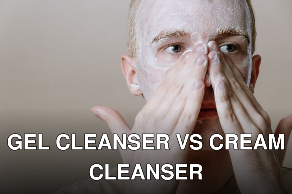 A young man applies skincare cream to his face, focusing on freshness and self-care in this indoor setting.