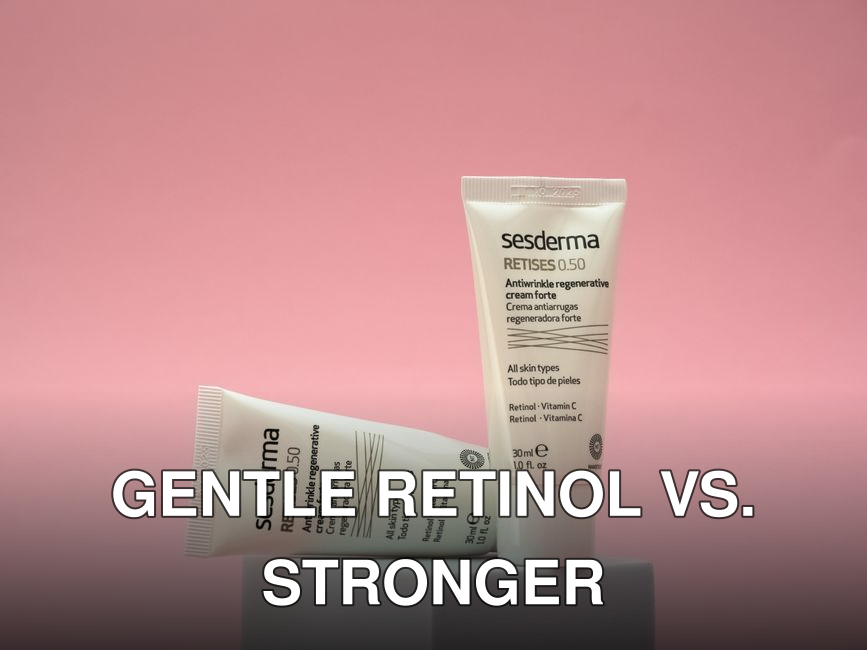 Two Sesderma Retises 0.50 skincare tubes displayed on a pink background, highlighting anti-aging cream.