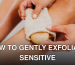 Detailed shot of hands exfoliating smooth legs using a natural loofah sponge for skincare.
