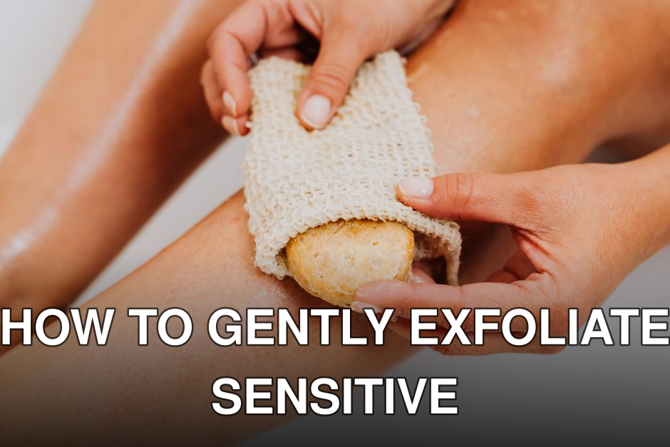 Detailed shot of hands exfoliating smooth legs using a natural loofah sponge for skincare.