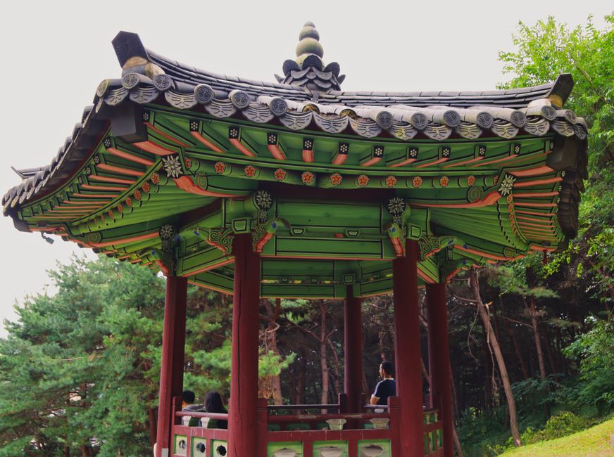 Beautiful traditional Korean gazebo located in a serene park in Suwon, South Korea.