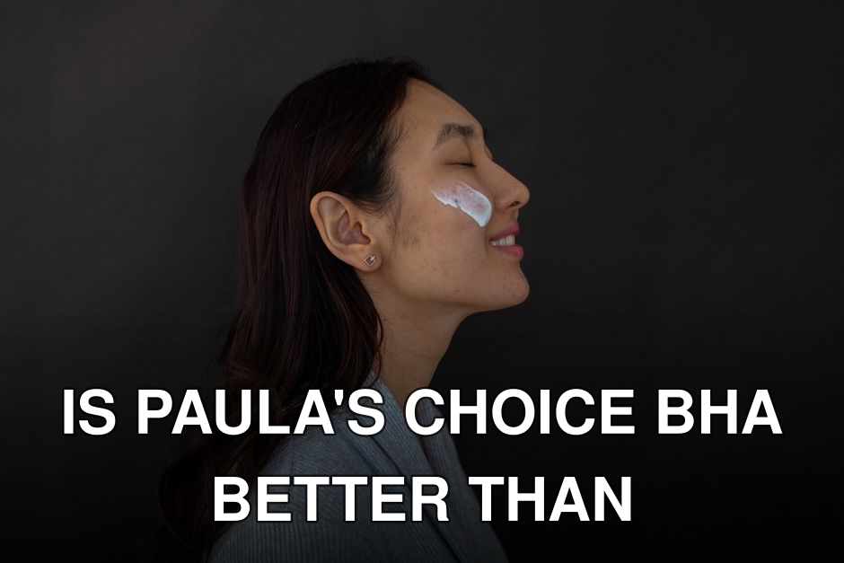 Side view of young ethnic female with closed eyes and moisturizing cream smear on face on black background