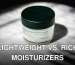 Close-up of a moisture barrier cream jar with stylish packaging on marble.