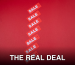 Top view of red sale tags arranged on a vibrant red background for commercial use.