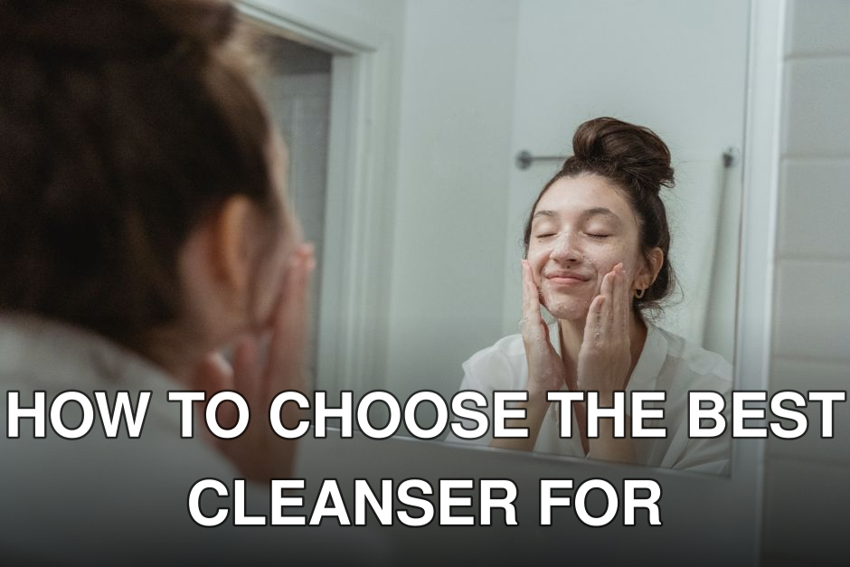 Woman applying soap to her face, reflected in the bathroom mirror, enjoying a skincare routine.