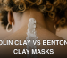 Close-up of a woman's back with clay applied, highlighting texture and curly hair.
