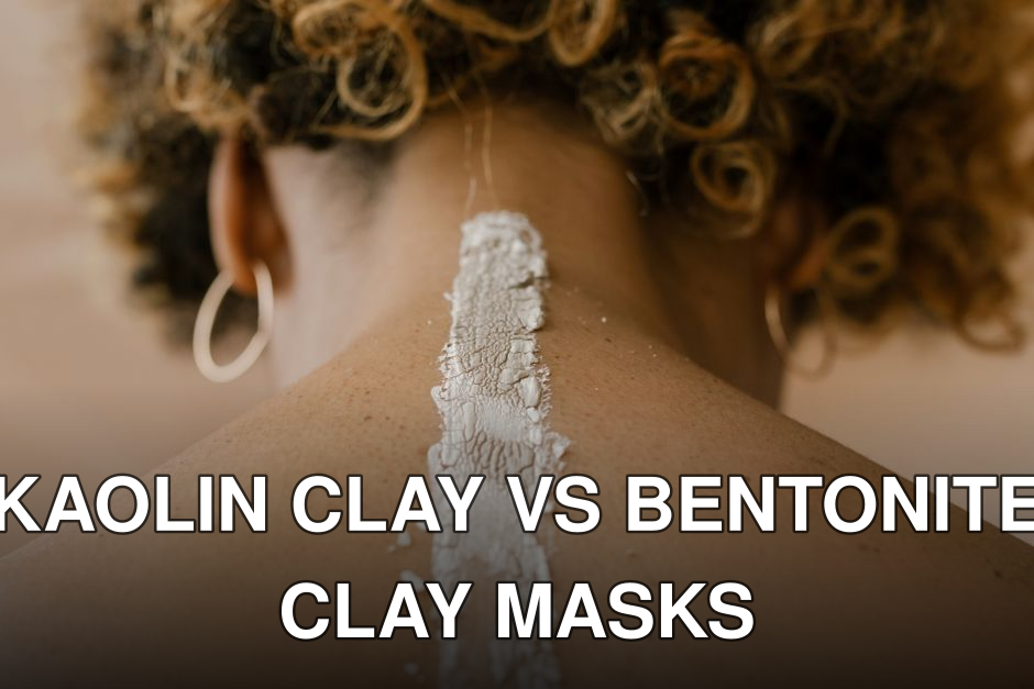 Close-up of a woman's back with clay applied, highlighting texture and curly hair.