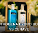 Neutrogena Hydro Boost and Deep Moisture lotions in a floral wooden frame.