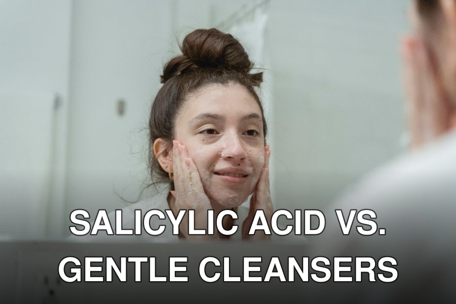 A woman smiling as she applies facial cream in front of a bathroom mirror, enhancing skincare routine.