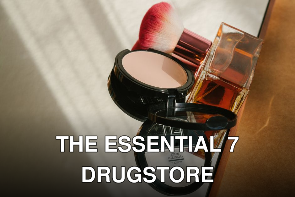 Stylish still-life of makeup and perfume on a sunlit surface, exuding elegance.