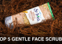 Close-up of a St Ives Gentle Smoothing Scrub tube surrounded by foliage.